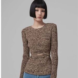 NWT Christopher Esber Deconstruct Knit Top in Chocolate Marle Size Small